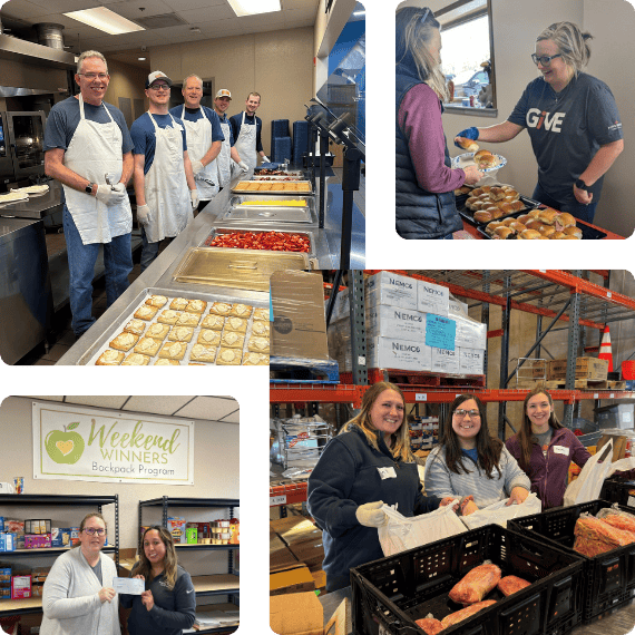 A collage of four images showing pipestone volunteer efforts in the community.