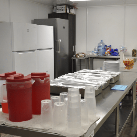 The farm lunch is prepared in the sow farm kitchen for the team.